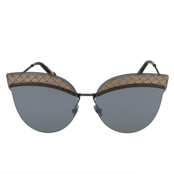 Bottega Veneta Women\'s Brown and Silver Cat Eye Sunglasses!